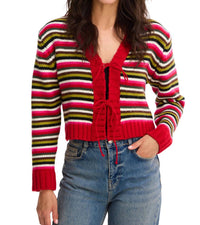 ALLISON NEW YORK Hailey Tie Cardigan in red multi - women's cardigan
