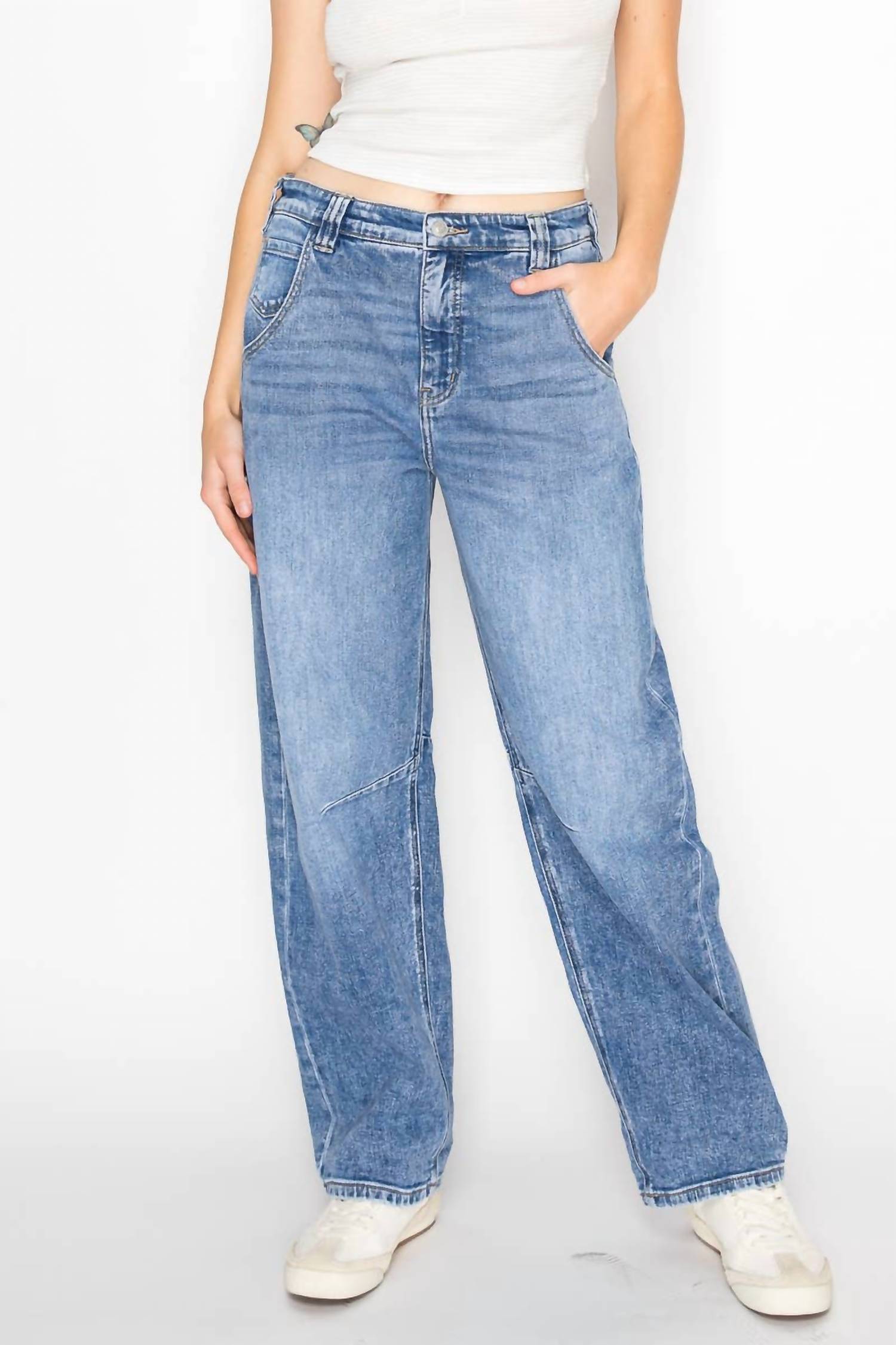 Artemis Vintage - Adjustable Waistband Relaxed Barrel Fit Jeans
