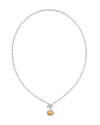 Kendra Scott Women's Pumpkin Link And Chain Necklace in silver orange mother of pearl 1 - women's jewelry - detail view
