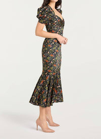 cinq a sept Windswept Meadow Wilma Maxi Dress in black multi - women's dress - detail view