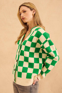 John + Jenn - Checkered Long Sleeve Cardigan