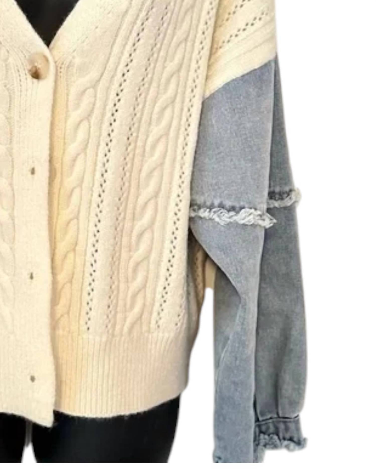 Urban Daizy - Women's Two Tone Sleeve Cardigan