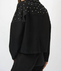Joseph Ribkoff - Studded Stretch Denim V-neck Jacket
