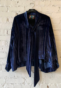 Libertine - Women's Lines Velvet Tie Blouse