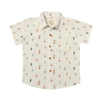 ME & HENRY Boy's Maui Buoys Printed Button Down Shirt in white - kids' shirt