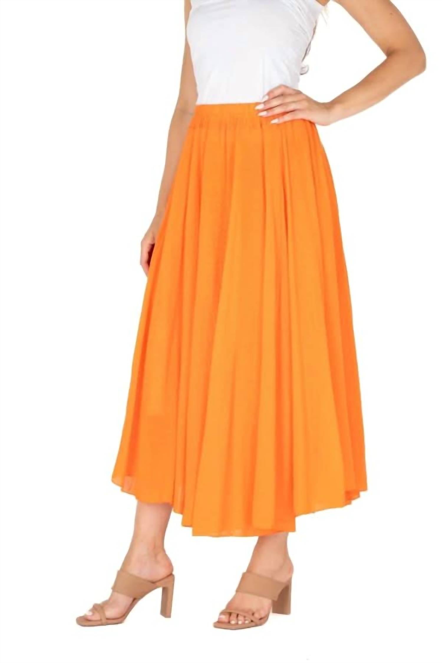 M made in Italy Woven Skirt in italy woven skirt in tangerine - women's skirt - detail view