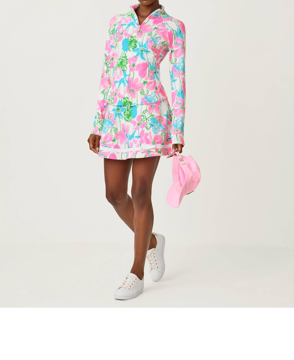 Lilly Pulitzer Luxletic Barbados Zip Up Jacket in resort white viney liney - women's jacket - alternate view