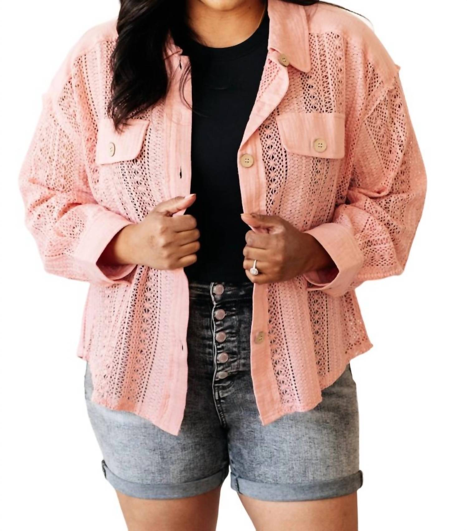 Very J - Sweeter Than Nectar Lace Button Down