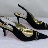 Monique Lhuillier Women's Suede Slingback Pointed Toe High-heel Pumps in black red - women's heels