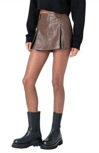 English Factory - Pleated Faux Leather Skort
