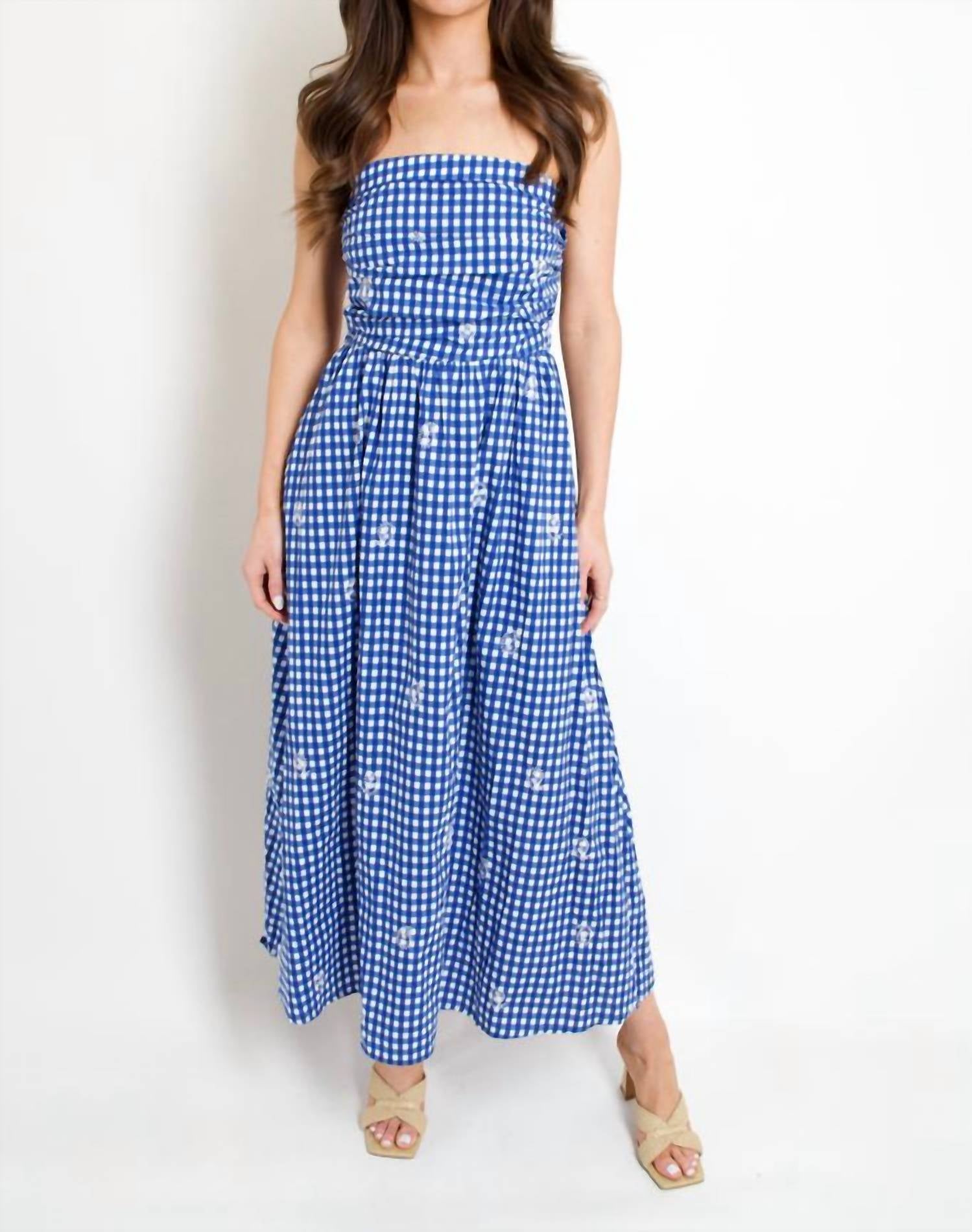 Meet Me In Santorini - Azure Lace Tube Maxi Dress