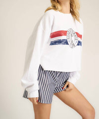 PROJECT SOCIAL T Sunday Tennis Sweatshirt in white red blue - women's top - view 4