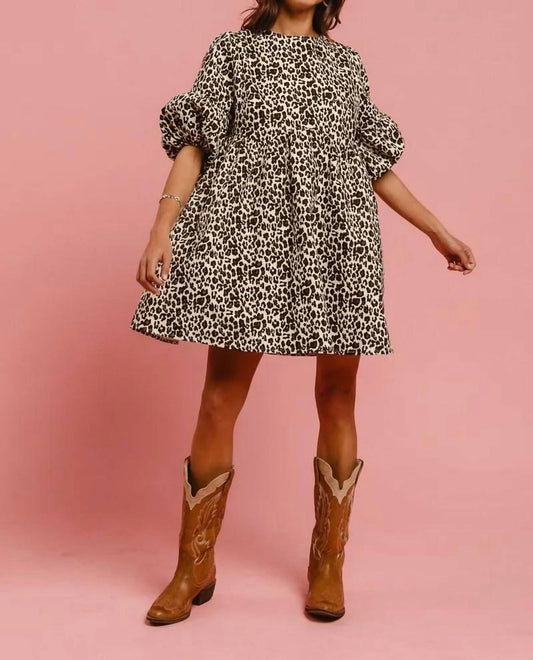 Bibi - Leopard Denim Dress