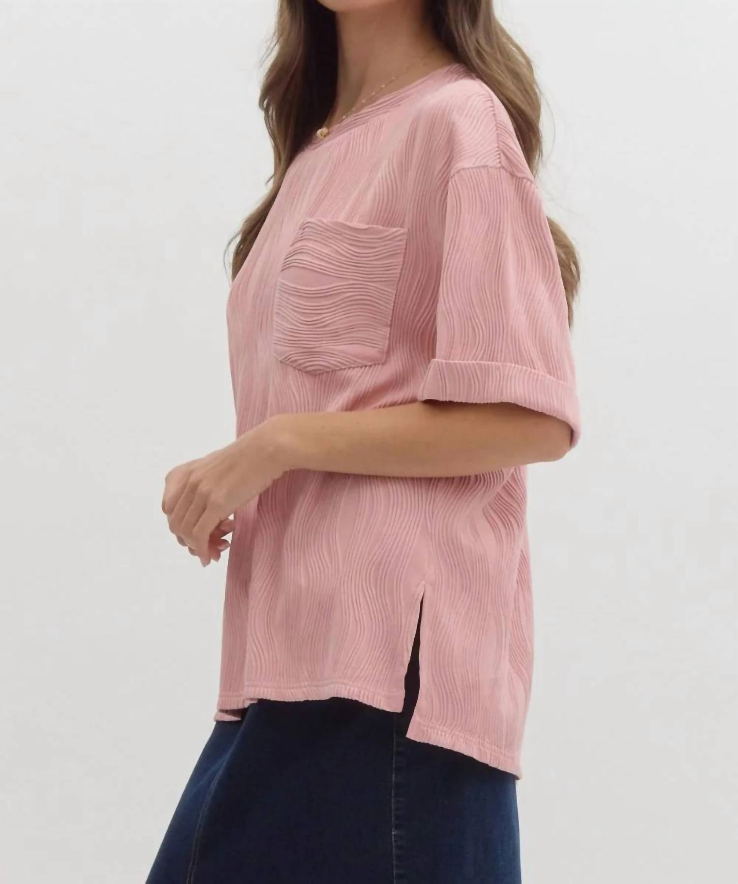 Entro - Wave Textured Short Sleeve Top