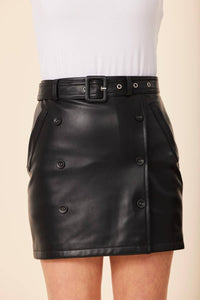 Dolce Cabo - Vegan Leather Side Button Skirt