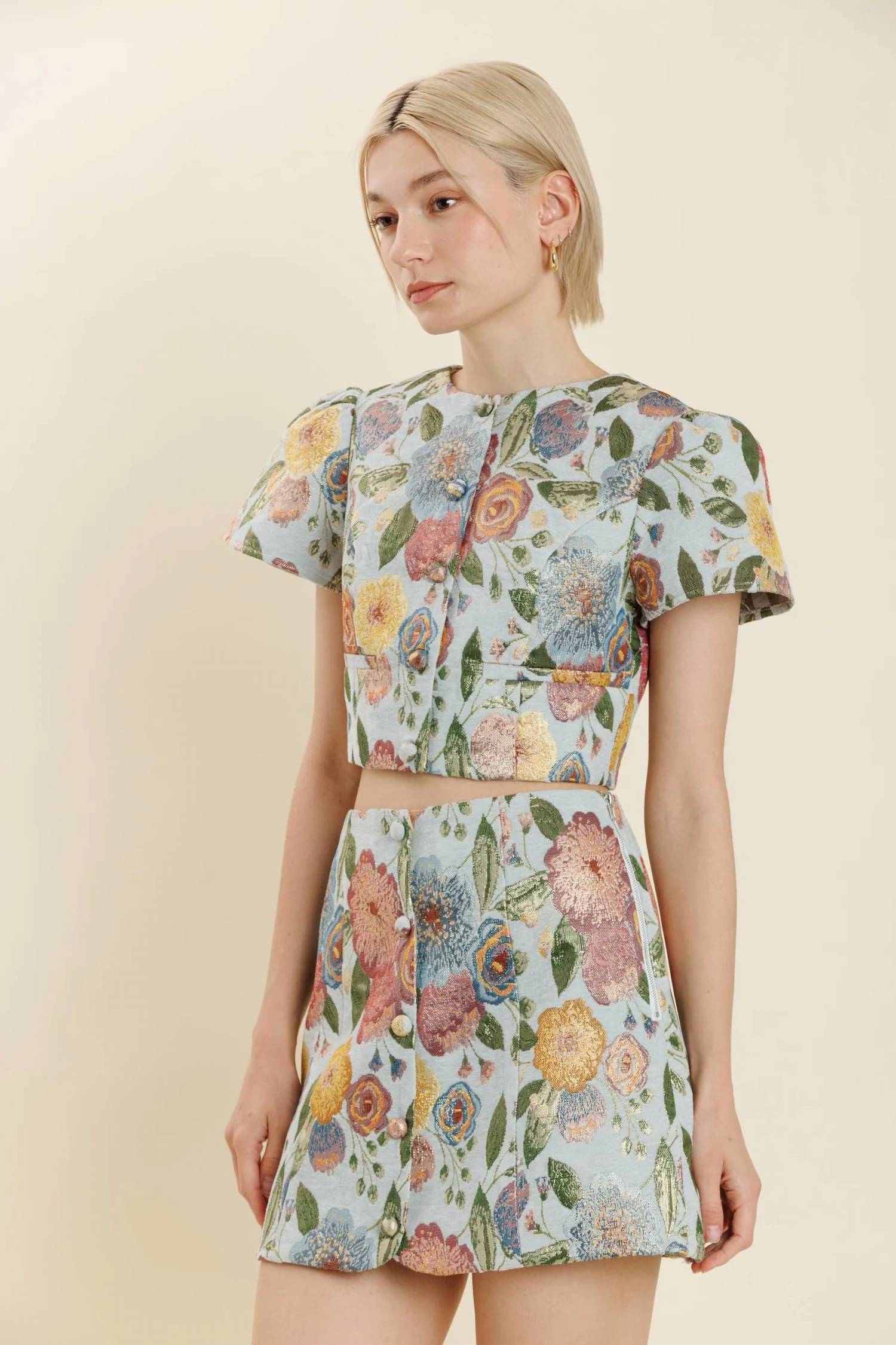 Bliss - Floral Brocade Skirt Set