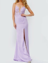 Jovani - Plunging Neck Prom Dress