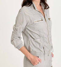 XCVI Amis Cinchable Bomber Jacket in earl grey pigment - women's jacket - alternate view