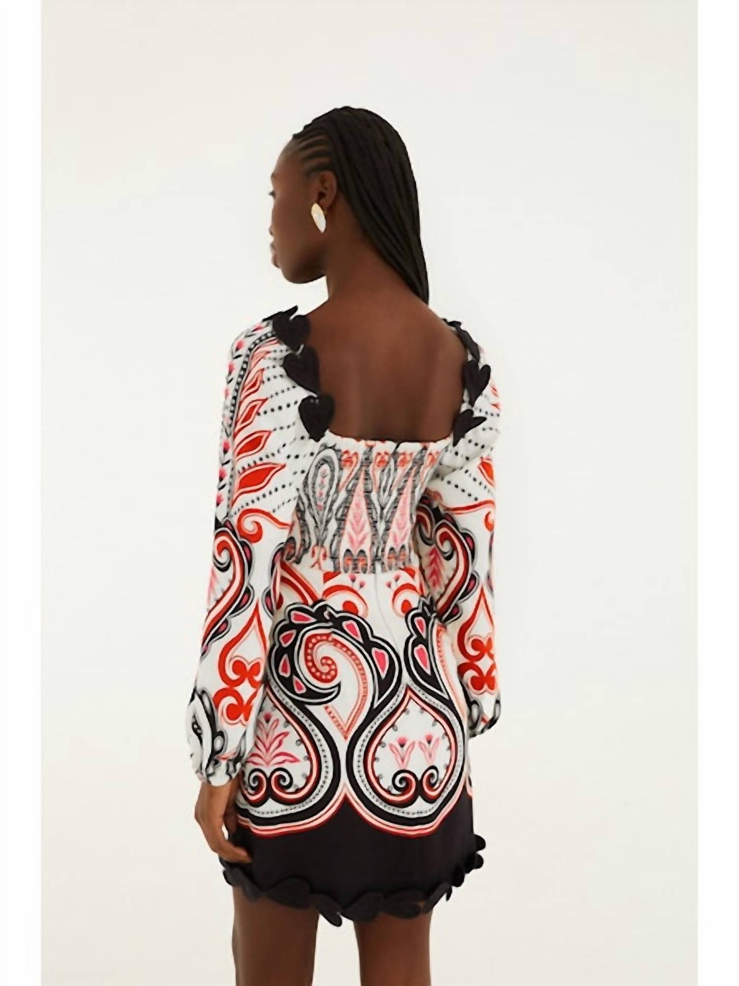 FARM RIO Graphic Ainika Cut-Out Hearts Mini Dress in white - women's dress - alternate view