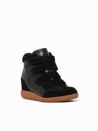 STEVE MADDEN Women's High Top Velcro Wedge Sneaker in black - women's sneaker - view 4