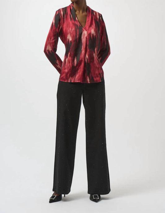 Joseph Ribkoff - Abstract V-neck Satin Top