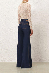 Zimmermann Wide Leg Jeans in ink - women's jeans - detail view