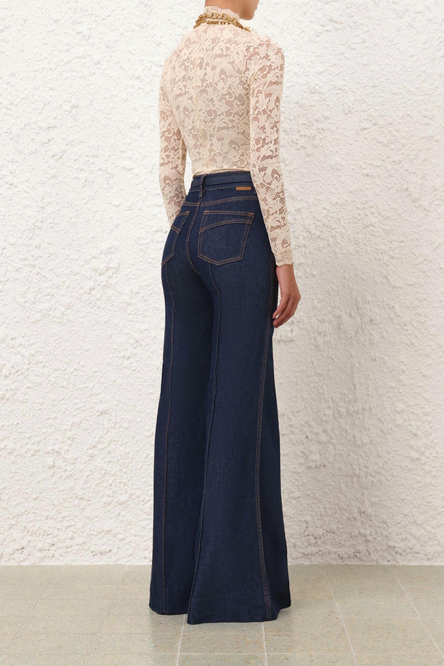Zimmermann Wide Leg Jeans in ink - women's jeans - detail view