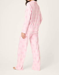 PJ Salvage Valentine's Day Leopard Hearts Print 3-piece Pajama Set in pink - women's intimate - detail view