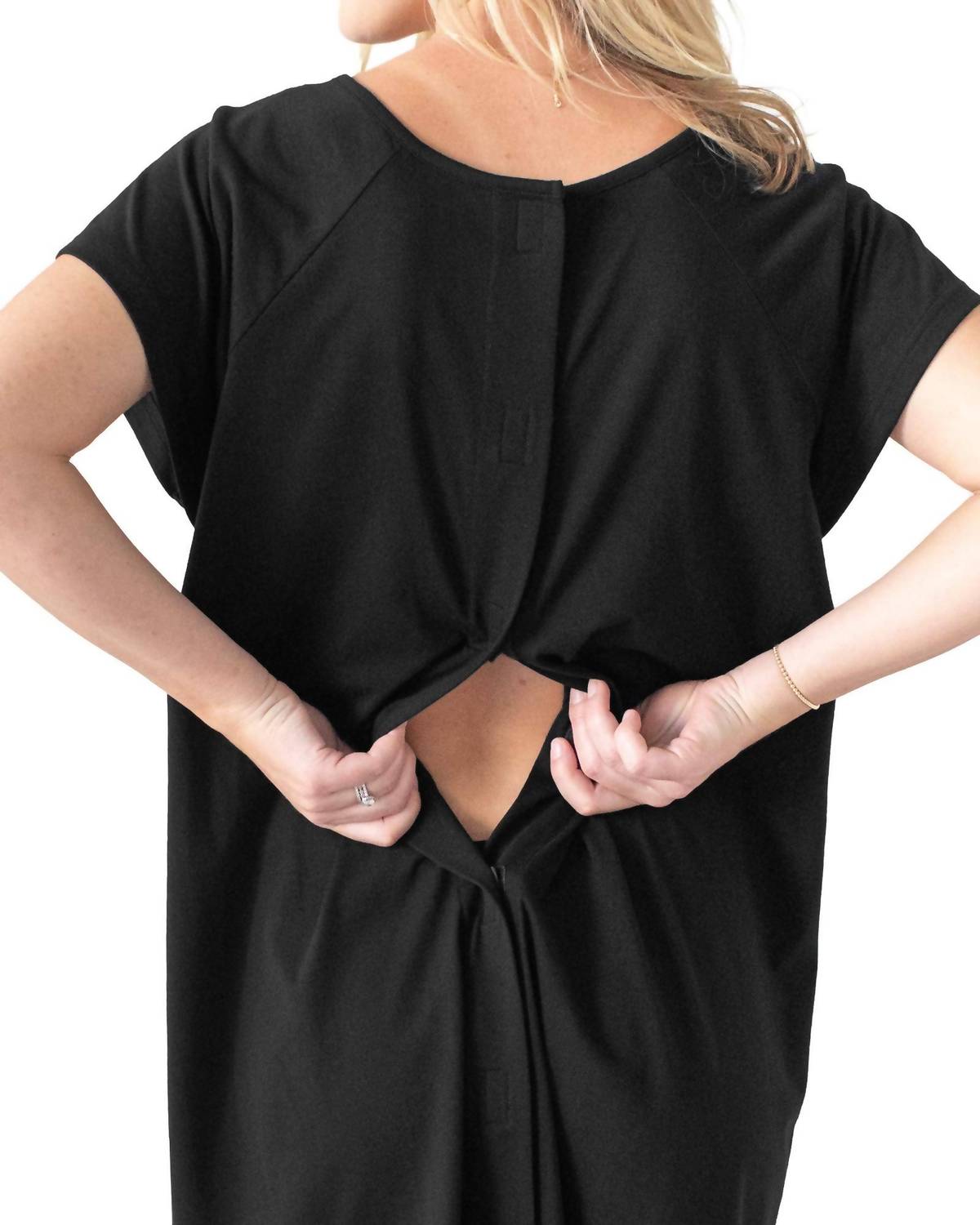 Kindred Bravely Universal Labor, Delivery & Nursing Gown in black - women's dress - alternate view