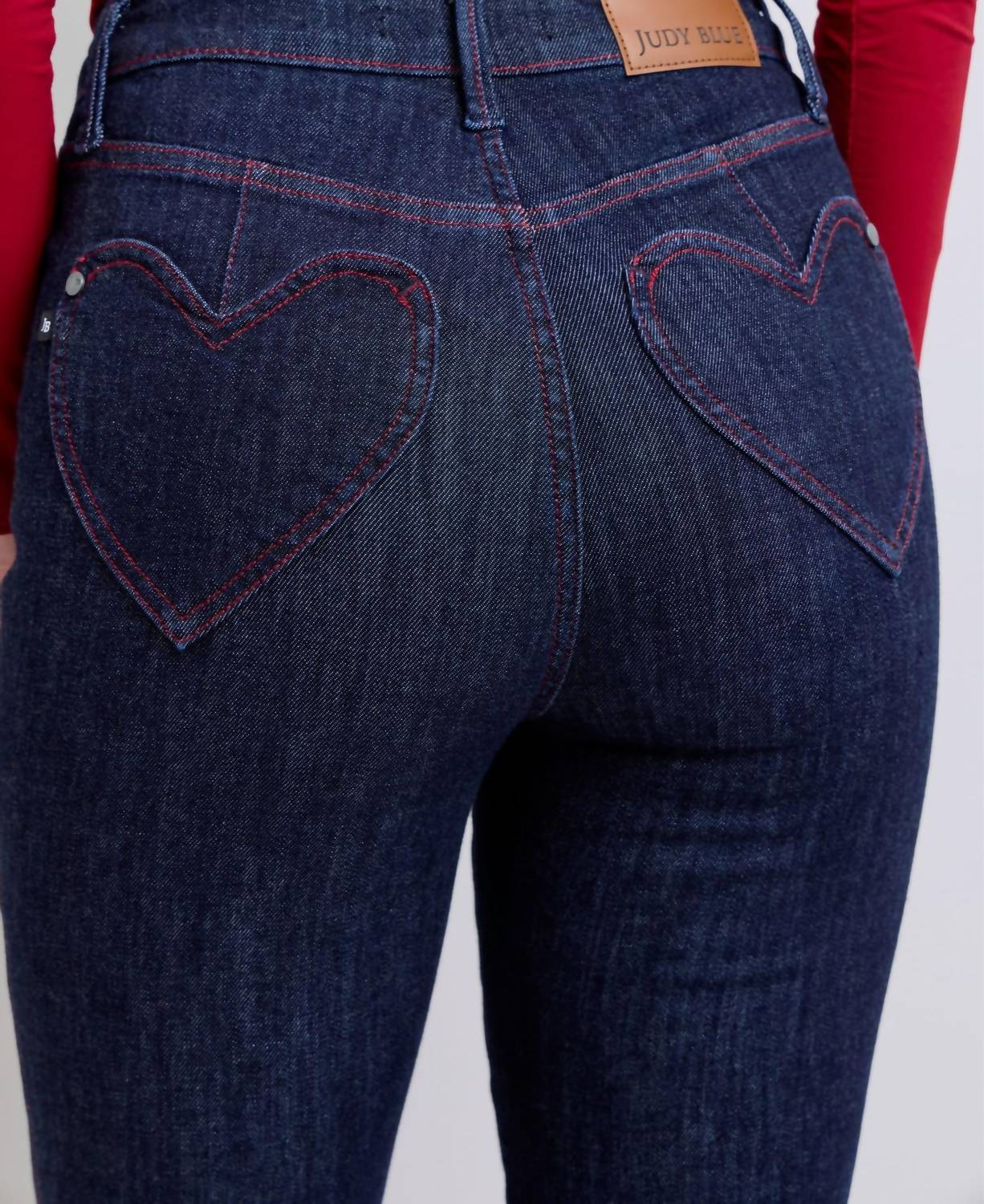 Judy Blue High Waist Heart Shaped Pockets Skinny Jeans in dark wash - women's jeans - view 6