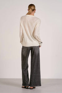 ELAN Amour Simple Stitch Sweater in white - women's sweater - detail view