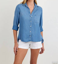 Bella Dahl Tail Button Down Shirt in indigo harbor wash - women's shirt