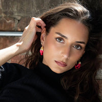 Gold & Honey - Women's Triple Hoop Lucite Earrings