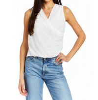 DREW Maisie Pleated Chiffon Sleeveless Top in white - women's blouse