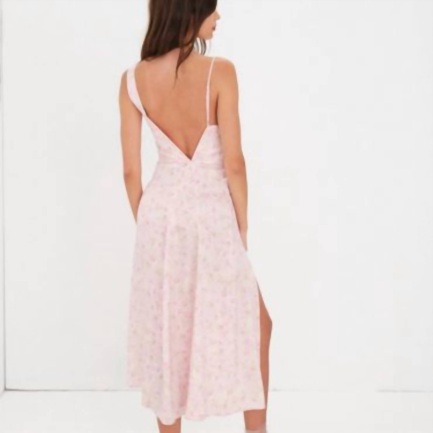 for Love & Lemons Ilana Midi Dress in pink - women's dress - detail view