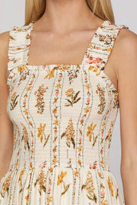 She + Sky - Sleeveless Print Smocked Maxi Dress
