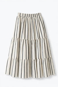 Elle Grey - Striped Flowy Tiered Midi Skirt