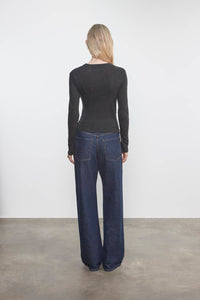 Enza Costa - CASHMERE DRAPED LONG SLEEVE CREW TOP