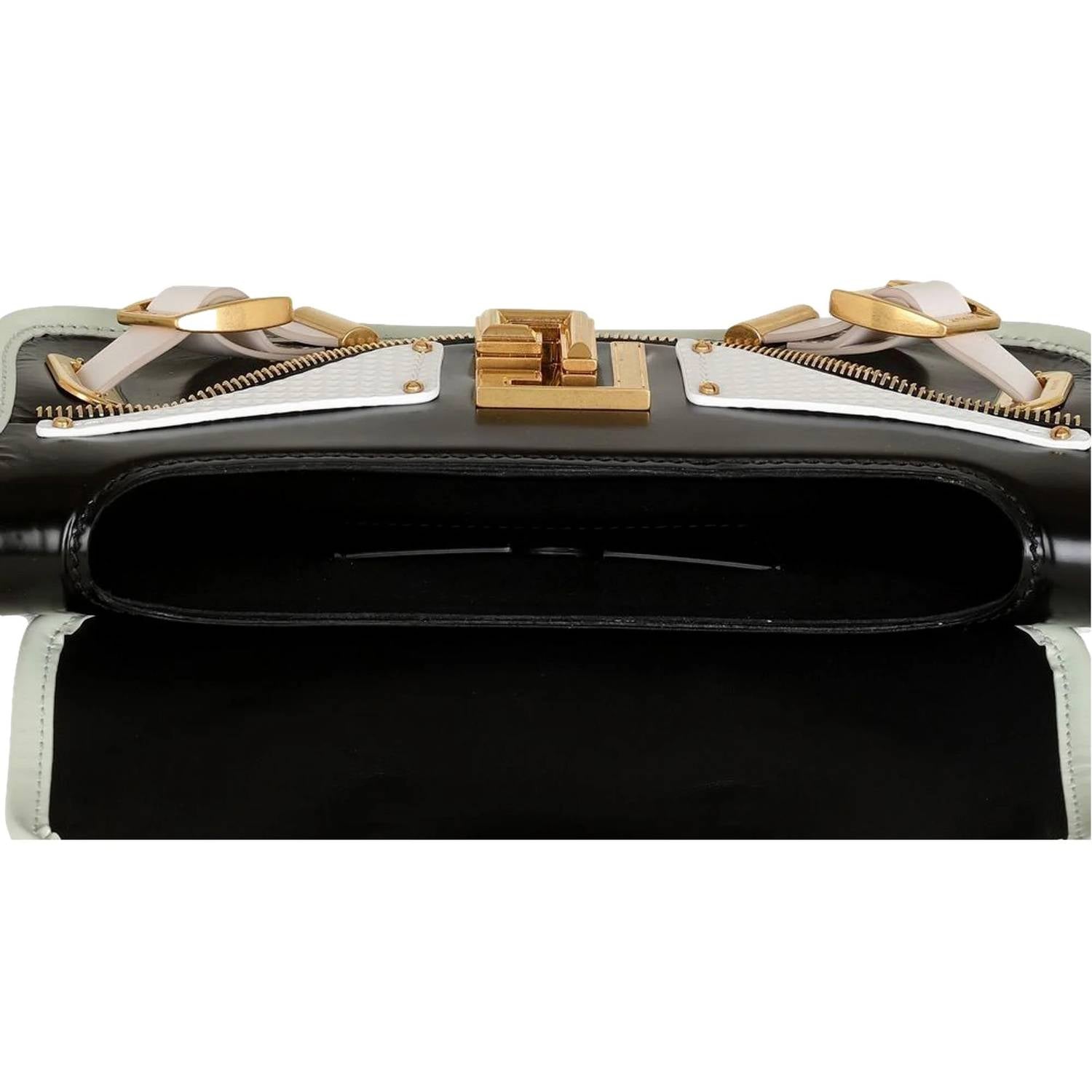 Balmain - Women's Blaze Leather Baguette Top Handle Crossbody Bag