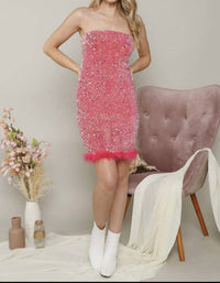 Peach Love - Belle Shimmering Sequin Body Mini Dress