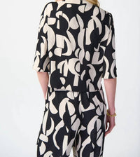 Joseph Ribkoff - Abstract Print Front Tie Blouse