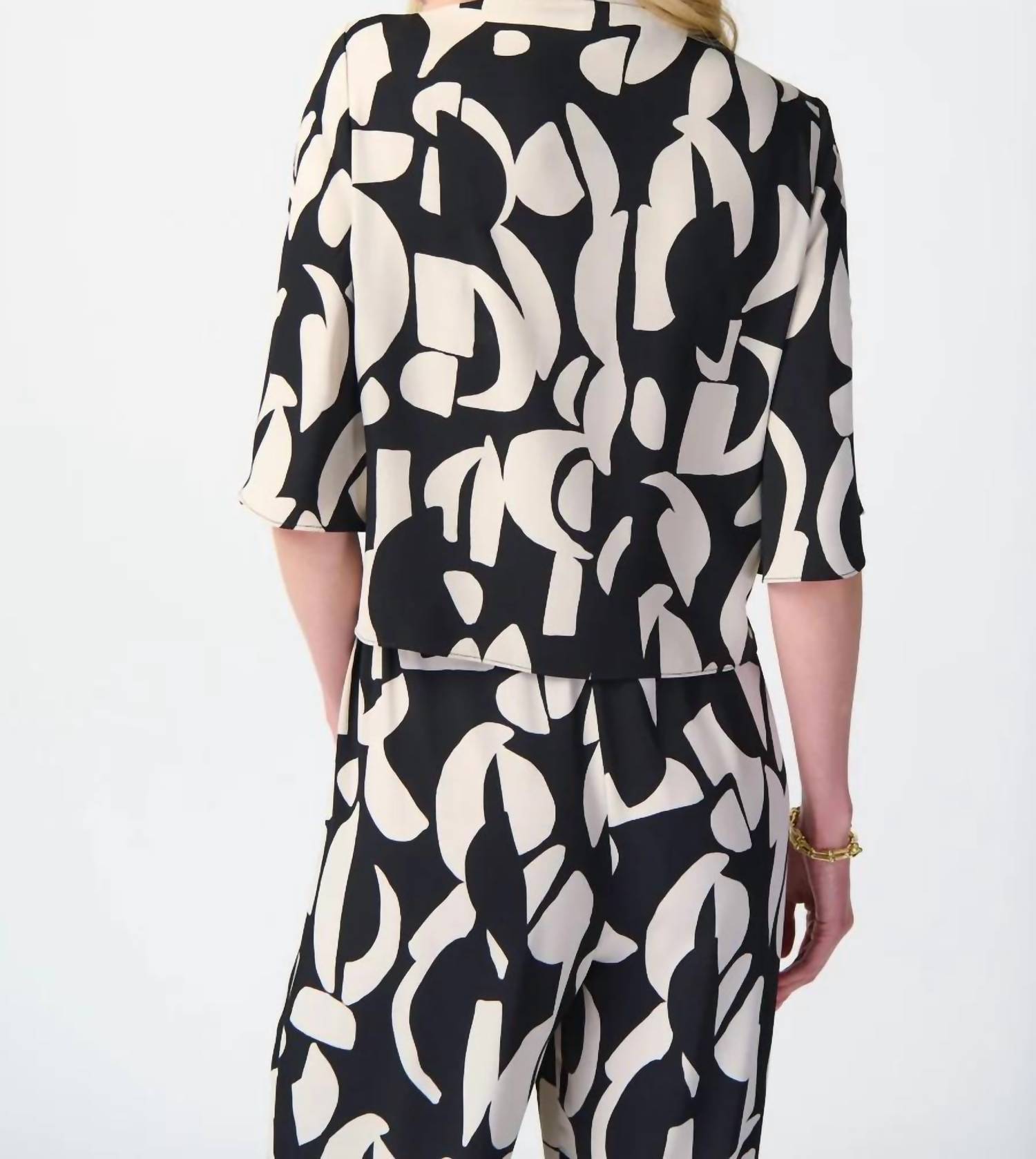 Joseph Ribkoff - Abstract Print Front Tie Blouse