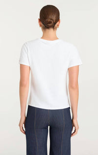 cinq a sept Rhinestone Doodle Heart Shrunken Tee in white bisou - women's t-shirt - alternate view