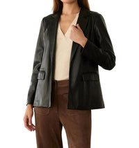 Skies Are Blue - Faux Leather Open Blazer