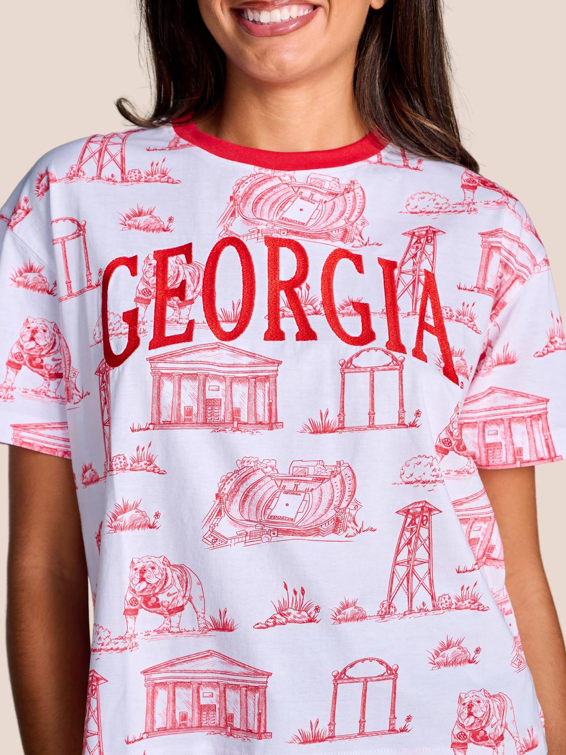 Stewart Simmons - Georgia Team Toile Embroidered Tee