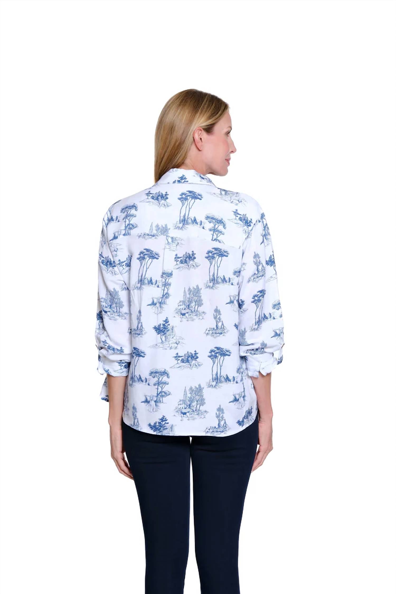 Multiples - Roll Tab Cuff Long Sleeve High-low Shirt Top - Plus