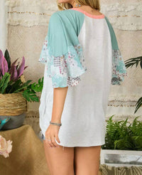 Patchwork Flared Sleeve Top