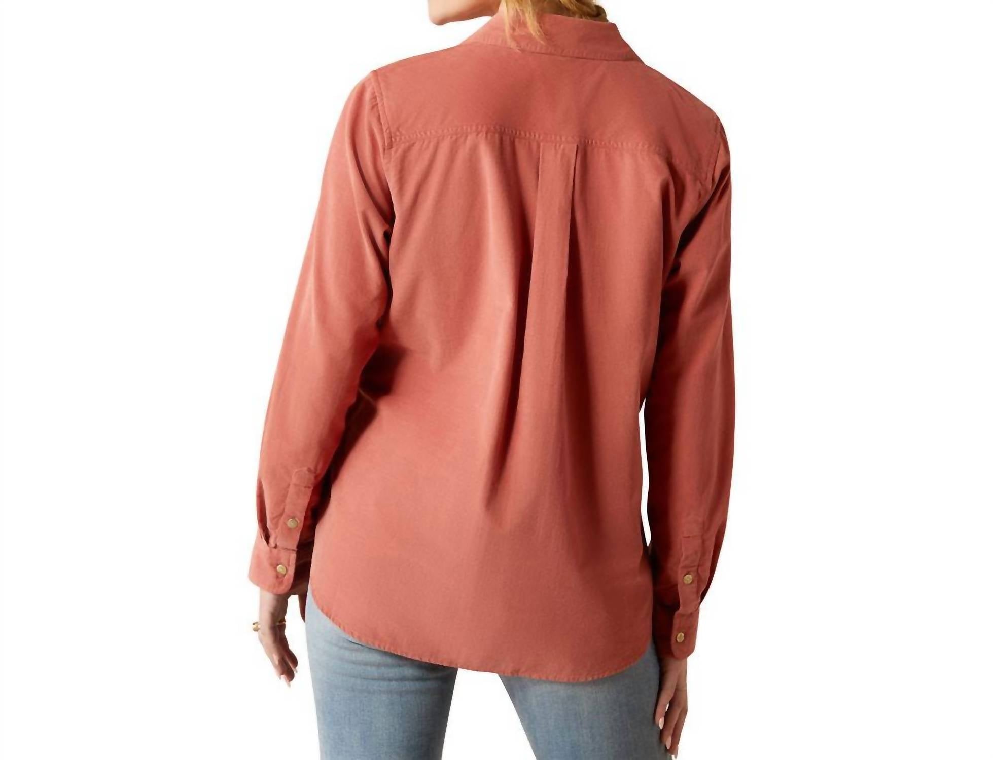 ARIAT Billie Jean Corded Long Sleeve Shirt in light mahogany - women's shirt - alternate view