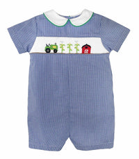 Petit Ami Zubels - Kid's Farm Scene Smocked Romper