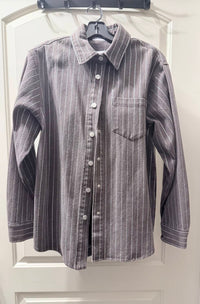Blue B Women's Taylor Sparkle Button Down Shirt in charcoal - women's shirt